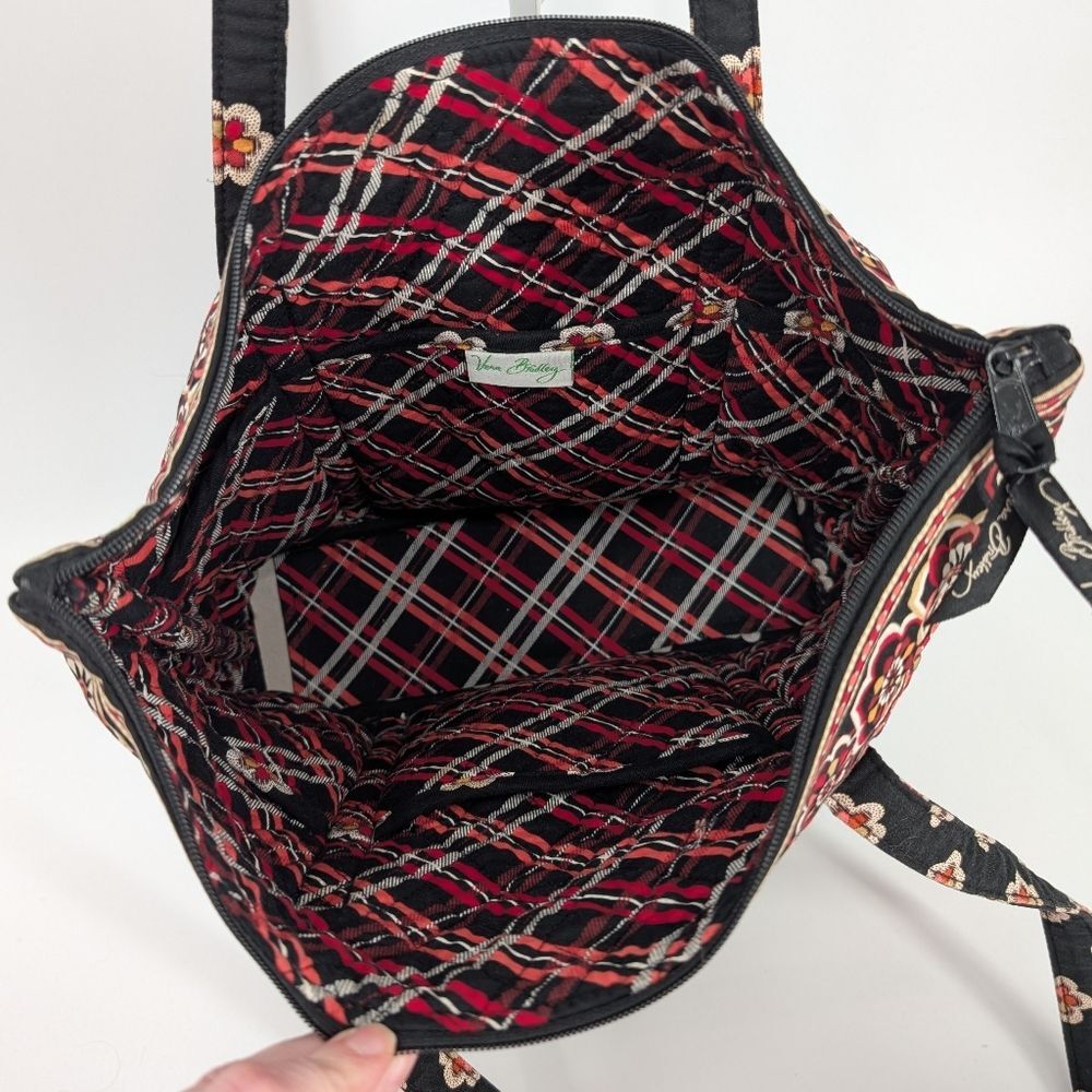Vera Bradley Black Red Floral Retired Audrey Pirouette Zip Tote Shoulder Bag - Picture 7 of 9